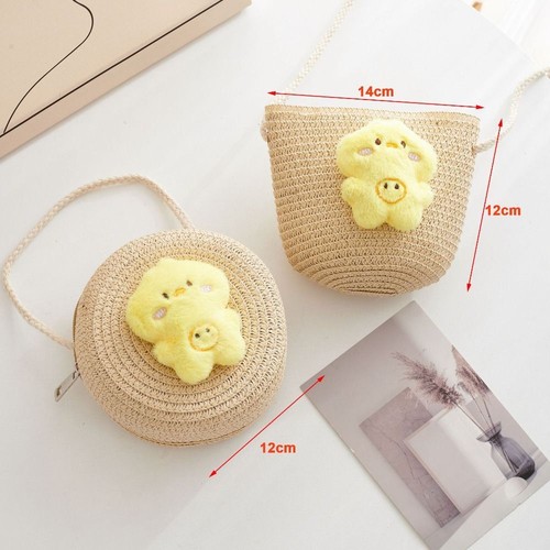 Mini Straw Bag Cute Animal Straw Crossbody Bag Fashion Kids Crossbody Purse - Picture 2 of 17