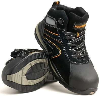 WORKTOUGH Womens Lightweight S1P SRC Black Composite Toe Cap Safety Boots Trainer Shoes Sz