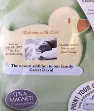 Wilton-Baby Duck-Magnetic Birth Announcements-Total 12-insert A Picture-NEW