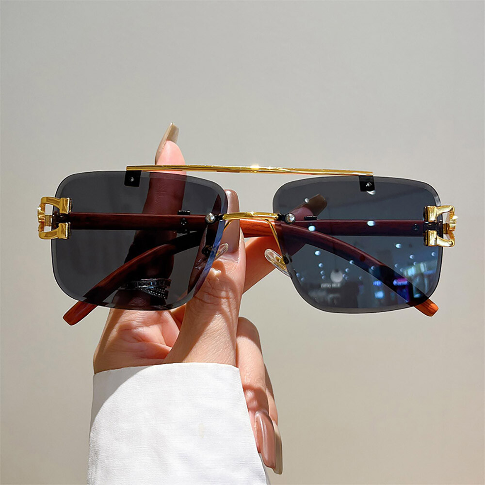 Fashion Square Pilot Sunglasses Mens Women Luxury Rimless  display picture 3