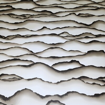 Contemporary White gray wave lines wavy sand pattern modern Wallpaper 3D SW7408
