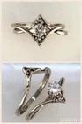 Vintage Style Art Deco Lab Created Diamond Engagement 925 Silver Bridal Ring Set