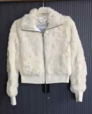 Vintage Wilsons Leather Maxima Rabbit Fur Women's Size Small Bomber Jacket Coat.
