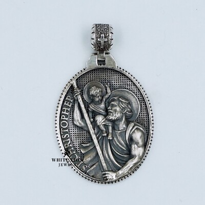 Saint Christopher Christian Medallion Pendant 925 Silver Gift Birthday