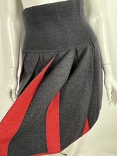 Vtg JEAN PAUL GAULTIER BLACK RED KNIT PLEAT SKIRT M