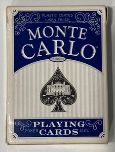 52 Monte Carlo Blue Playing Cards 2002 Fundex Games Ltd. Poker size #90 Boxed