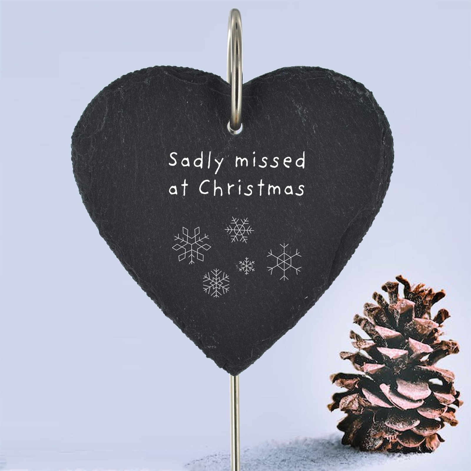 Snowflakes Sadly Missed Memorial Slate Grave Plaque