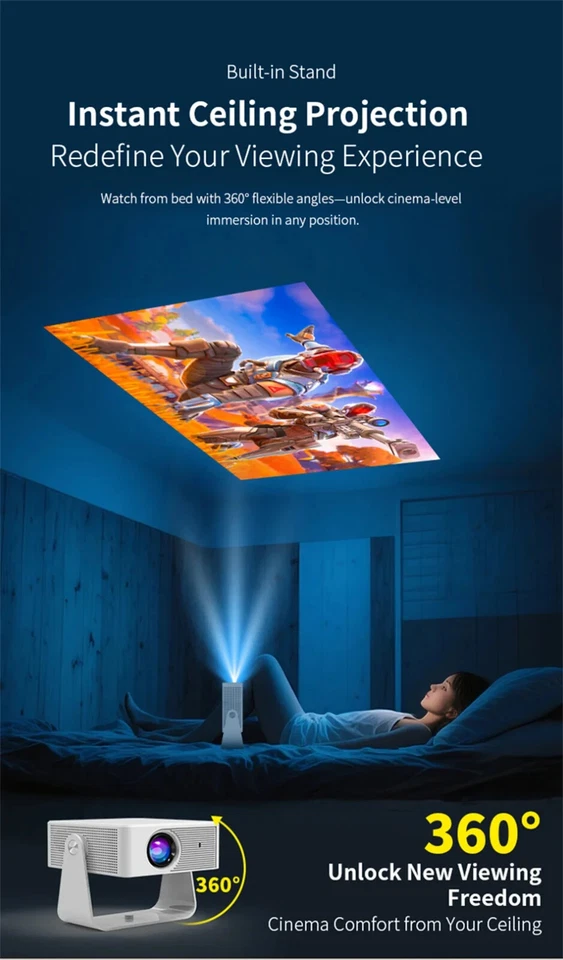 Smart Projector 4K ultra HD android 360° Rotate With Auto Keystone Focus - Image 3 of 4