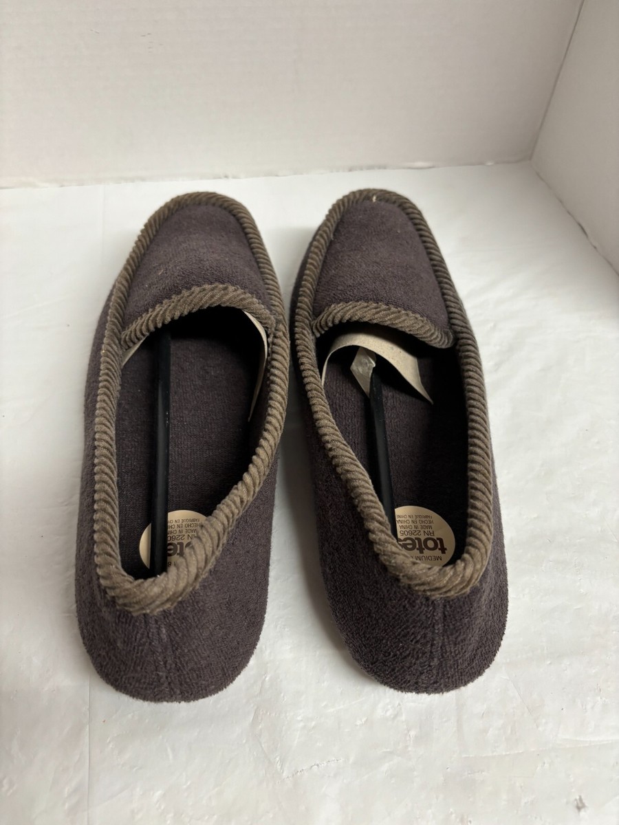 Totes Mens Microterry Moccasin Memory Foam Slippers Brown M 8-9 | eBay