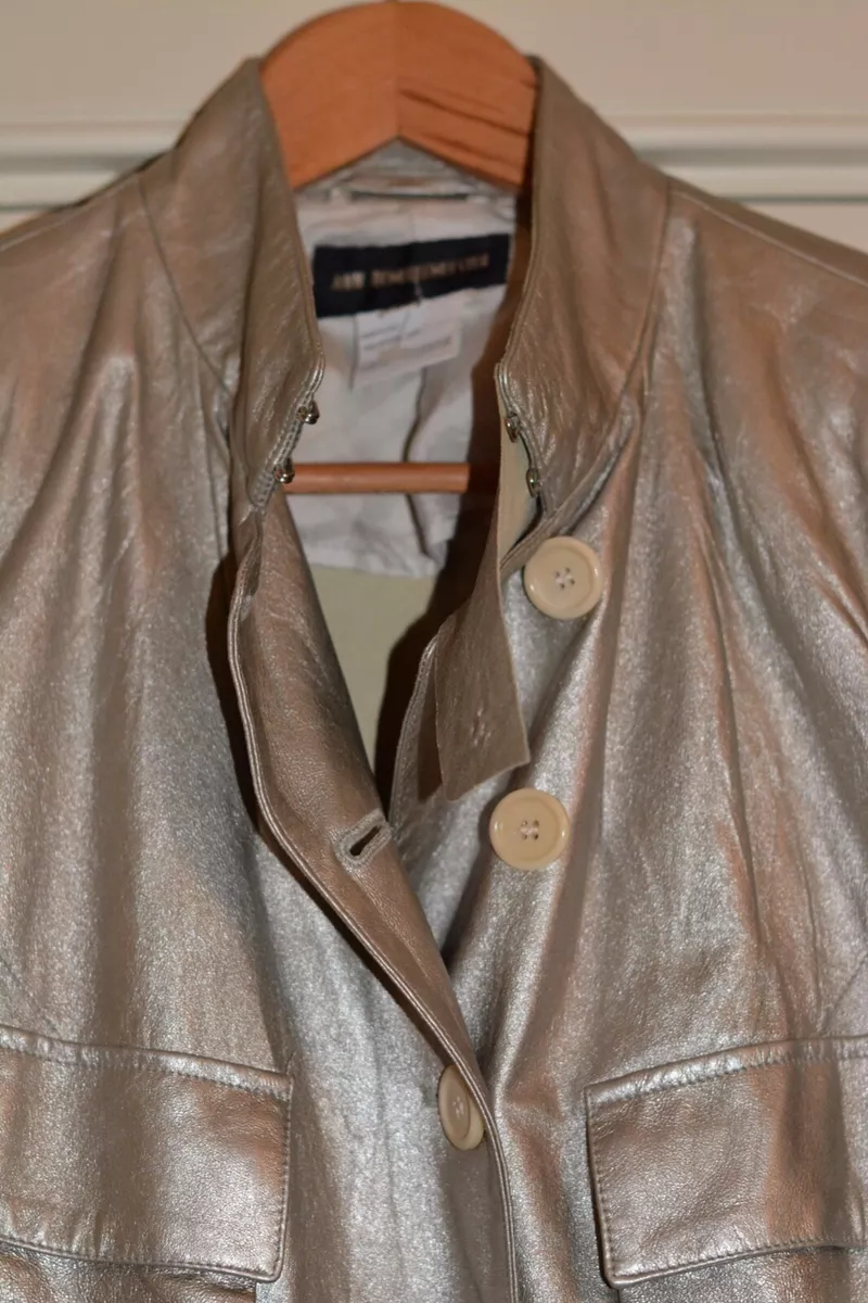 anne demeulemeester silver leather jacket size 38FR 42IT M INT