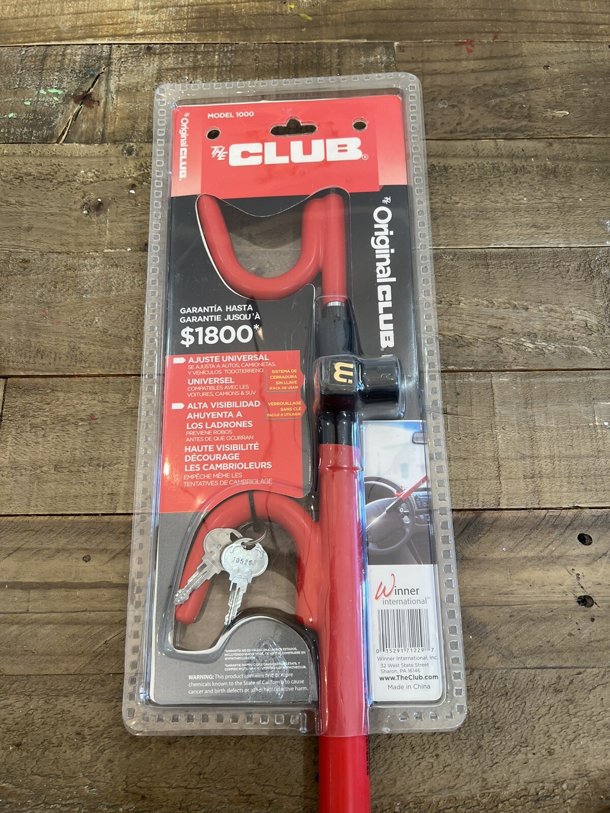 The Club Original Club Car Truck Steering Wheel Lock Red Model 1000 New