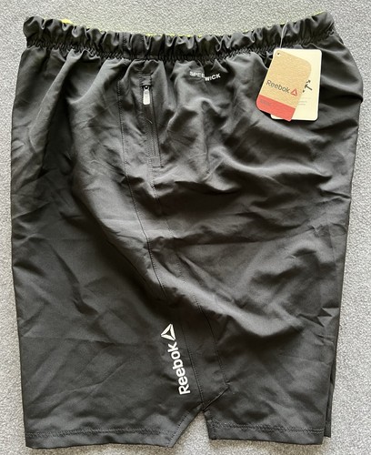 Reebok Men's Large L 8" Black Running Elastic Waist Logo Shorts S94337 $38 NWT!