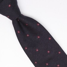 John G Hardy Mens Silk Necktie Gray Burgundy Mini Floral Neat Weave Woven Tie