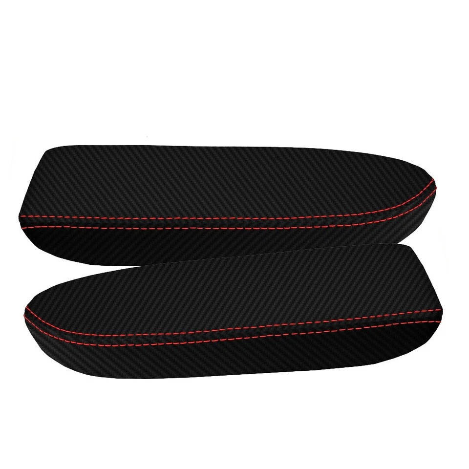 Cubierta del panel de la puerta del reposabrazos PVC carbono para Lexus GX 470 2003-2007 puntada roja Foto 2 de 4