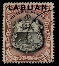 NORTH BORNEO - Labuan QV SG93, 6c brown-lake, USED. Cat &pound;50.