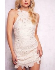 Saylor X Free People Jessa Foil Lace Floral Sheath Mini Dress Sz L