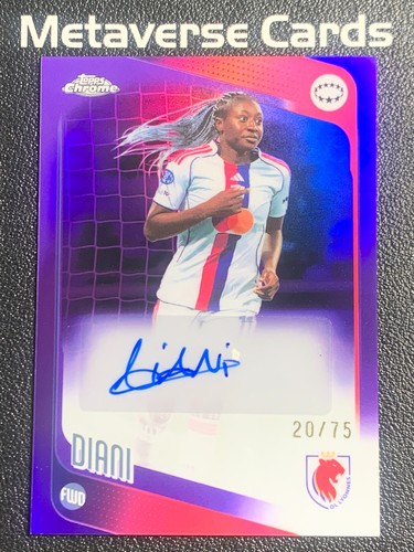 2025-26 Topps Chrome UWCL Kadidiatou Diani Auto Purple Refractor 20/75