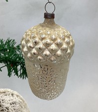 Antik Christbaumschmuck Weihnachtsschmuck  Formteil Eichel   Silber Lauscha
