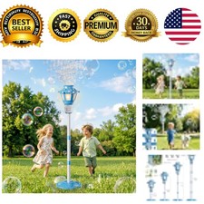 Street Lamp Bubble Machine with Light Rechargeable Bubble Blower Wand Toy Blue