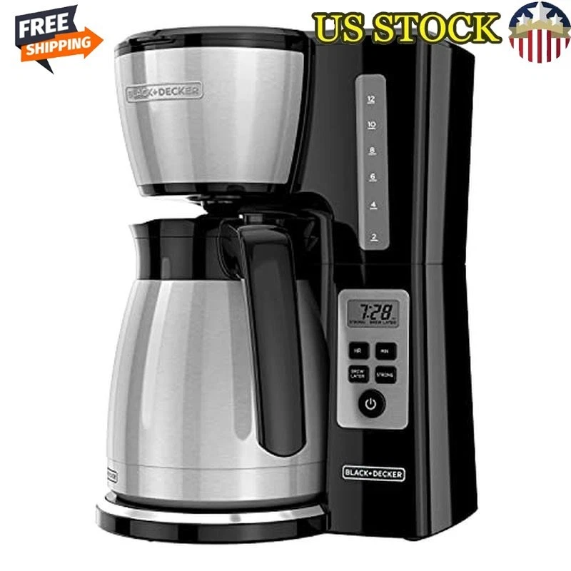 12 Cup Programmable Coffee Maker Thermal Carafe Vortex Brewing Strength Selector