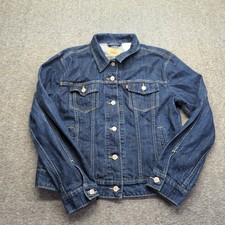 Levis Jacket Boys Extra Large Blue Denim Dark Wash Trucker Type 3 Buckle Back