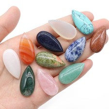 12pcs 15x30mm Mixed Natural Stone Teardrop CAB CABOCHON for DIY Jewelry Making
