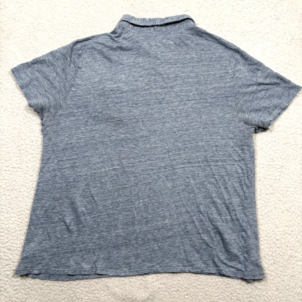 Toscano Linen Polo Shirt Men XXL (FIT L) Heathered Blue Pocket Short Sleeve Golf - Image 3 of 4