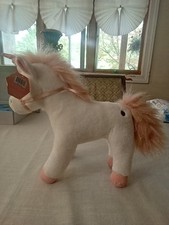 FAO Schwarz White Pink UNICORN Plush Stuffed Animal Glitter Eyes Sparkle 12"NEW 