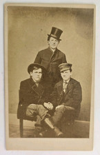 Antique CDV Photo Unique Group Victorian Men Hats Gay Interest Medlar Woodstock