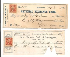 #A0837 Lot 2 Hartford Connecticut Nat'l Exchange Bank Collins Stonington Wilcox
