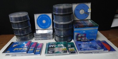 DVD Blank Media Memorex HP Sony DVD+R DVD-R DVD-RW Discs Slim Cases Large Lot