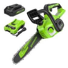 Greenworks 24V 10 inch Cordless Chainsaw with 2Ah Battery and 2A Charger