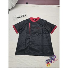 Unisex Chef Coat Cook Black Jacket Restaurant Kitchen Workwear Uniform Shirt L