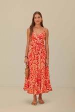 NWOT Farm Rio Red Jaipur Crossover Maxi Dress Small