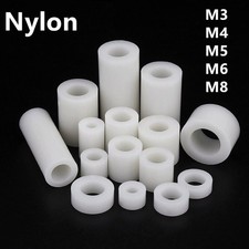 White ABS Nylon Round Non-Thread Column Standoff Spacer Washer M3 M4 M5 M6 M8