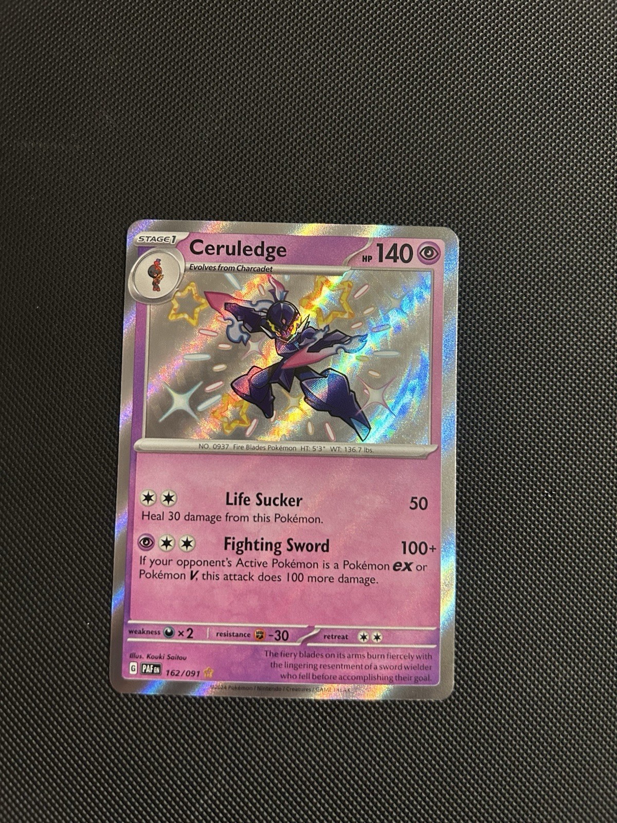 Ceruledge 162/091 - Shiny Holo Rare - Paldean Fates Pokemon Card MINT