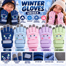 Unisex Teen Winter Gloves Boys Girls Warm Lined Touchscreen Adjustable