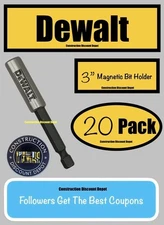 Lot of 20 DeWalt Tough Grip Impact 3" Magnetic Bit Tip Holder Extension