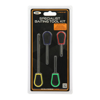NGT 4-teiliges Werkzeugset - Soft Grip Carp Rig Tools zum Ködern, Schleifen, Bohren