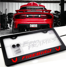 Marco de matrícula Firebird rojo y negro metal negro Pontiac/Trans Am