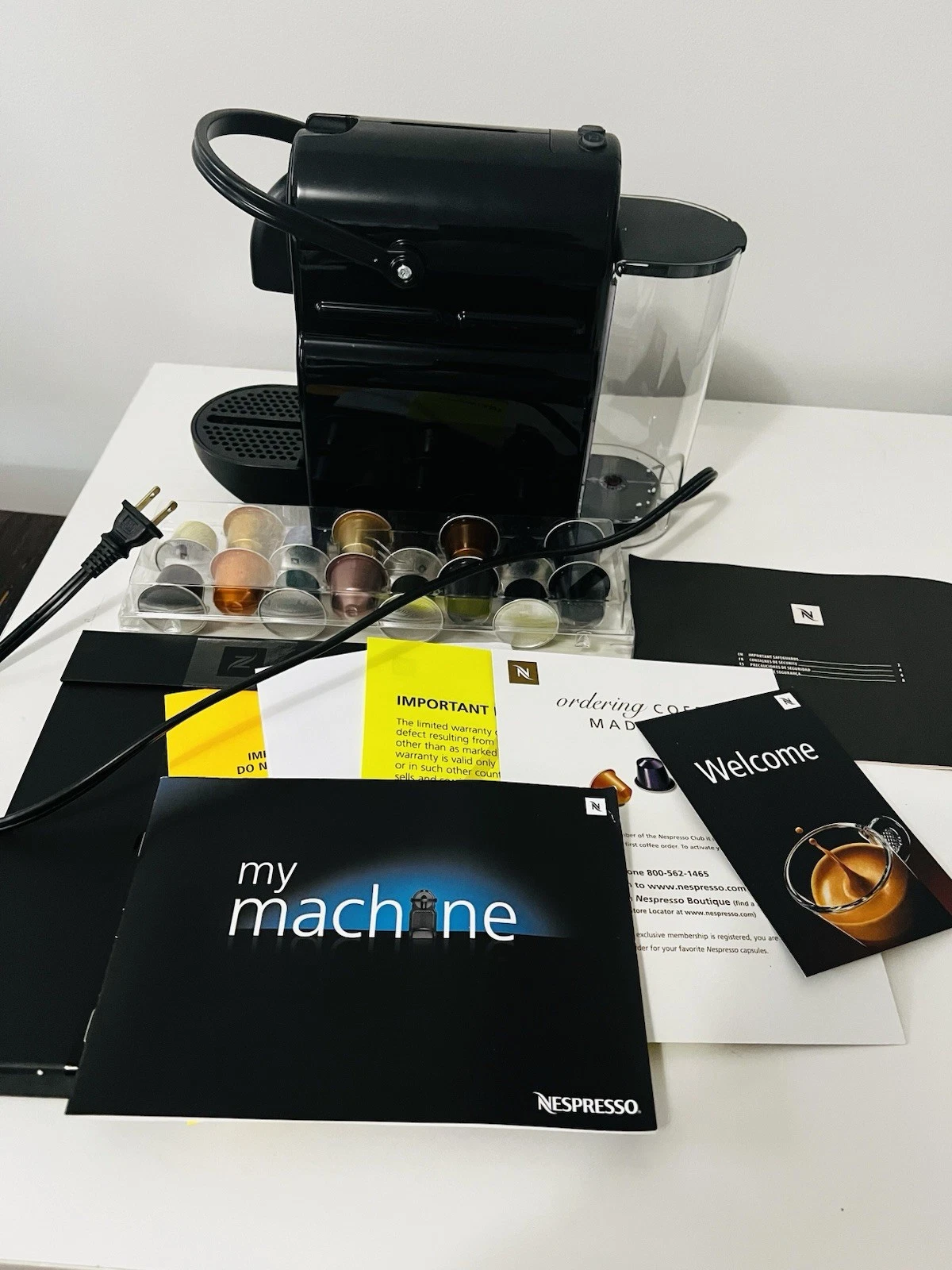 Nespresso Inissia C40 Espresso Machine Black Open Box Never Used w/Pods