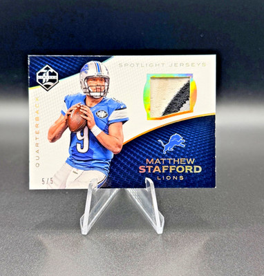 MATTHEW STAFFORD 2016 Panini Limited Spotlight Prime Game-Worn Patch *Dirty* 5/5