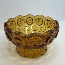 Vintage LE Smith Moon and Star Amber Glass Fairy Lamp Base Only