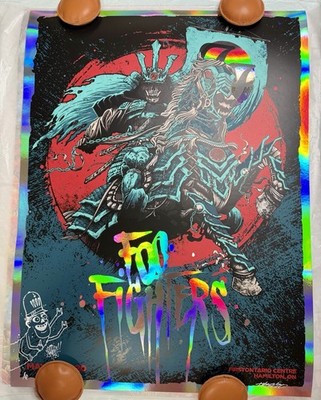  Foo Fighters Grand Hamilton 2020 Rainbow Foil Poster REMARQUE 1/1 AP Signed