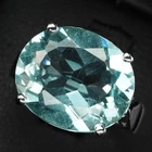 Astonishing Sea Blue Aquamarine Oval 4.95Ct 925 Sterling Silver White Gold Rings