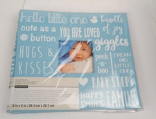 RECOLLECTIONS Scrapbook photo album baby blue hello little ones 8"x8" 539848
