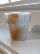 Vintage Akro Agate No. 291 1/2 Slag Glass Miniature Flower Pot MADE IN USA RARE