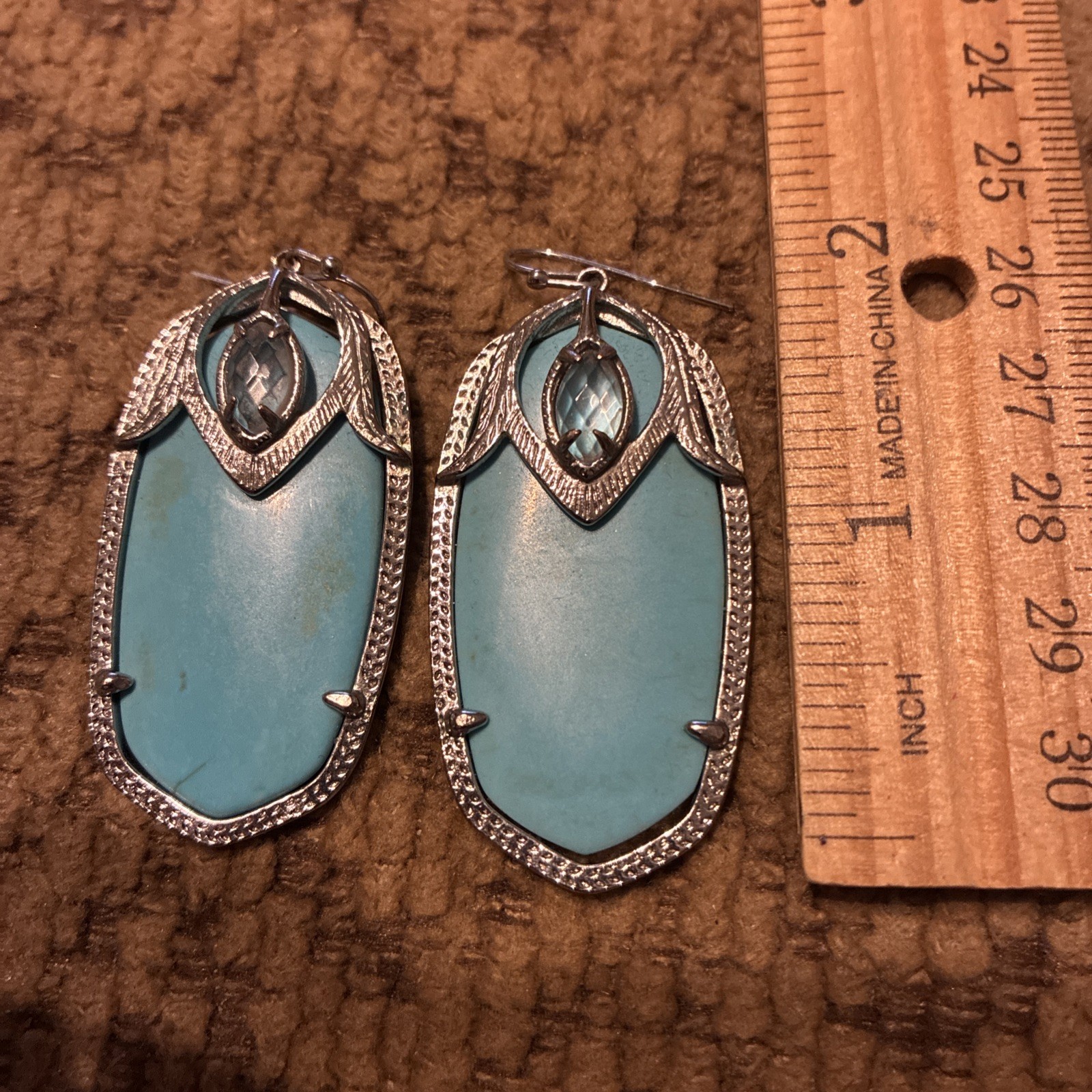 Kendra Scott Darby Silver Statement Earrings Lgt … - image 3