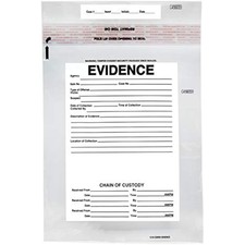 100pk Evidence Bags, 12"x16" Transparent, Tamper Resistant Closure wit