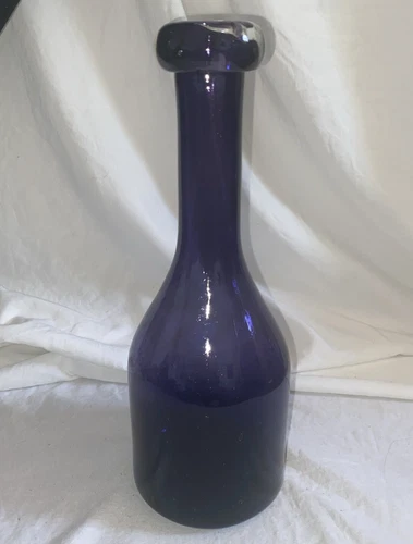 Vintage Blenko Purple Blown Glass Rolled Lip Bottle